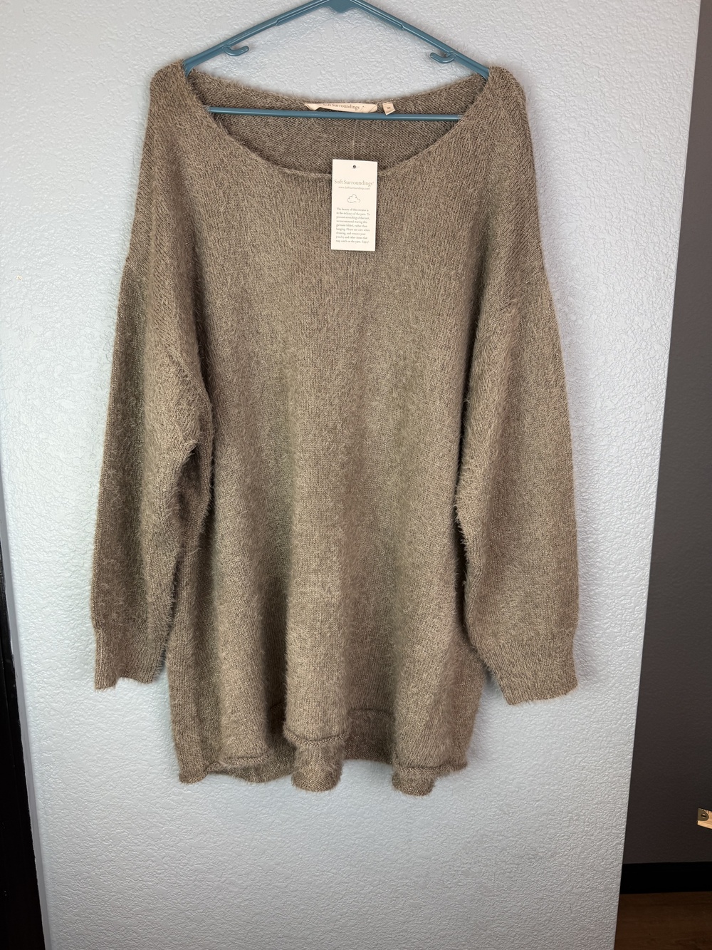 Soft Surroundings Sweater Womens 3X Gray Metallic Fuzzy Knit Pullover Cozy 58314